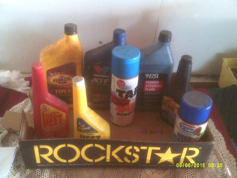 TRANNY FLUID , POWER STEERING FLUID , HEET , BUG REMOVER