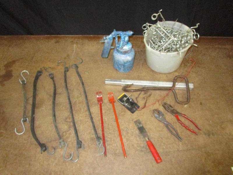 lot 72 image: pegboard organizers, sprayer, tools and more