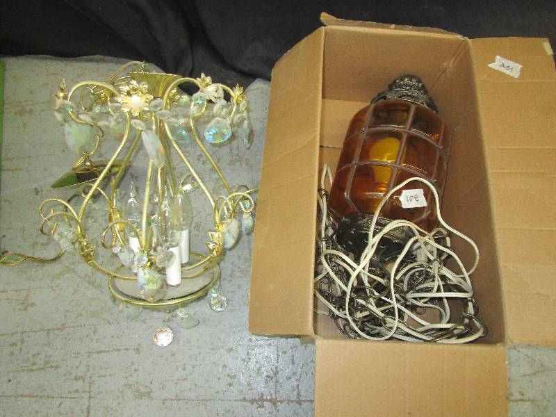 lot 108 image: Chandelier with crystals and old light