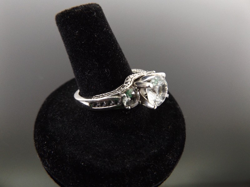 .925 Sterling Silver Crystal CZ Engagement Ring Size 7.5