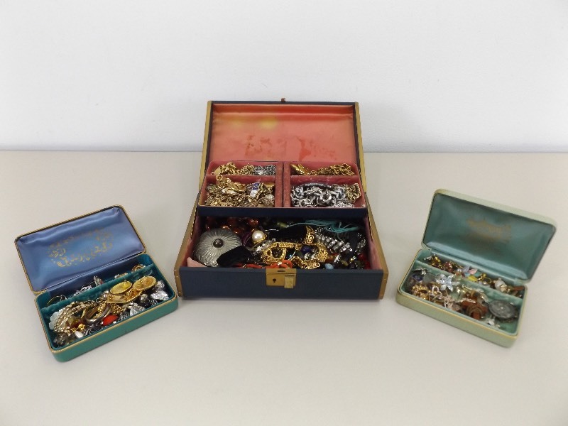 3 Jewelry Boxes PACKED with Vintage Costume Jewelry