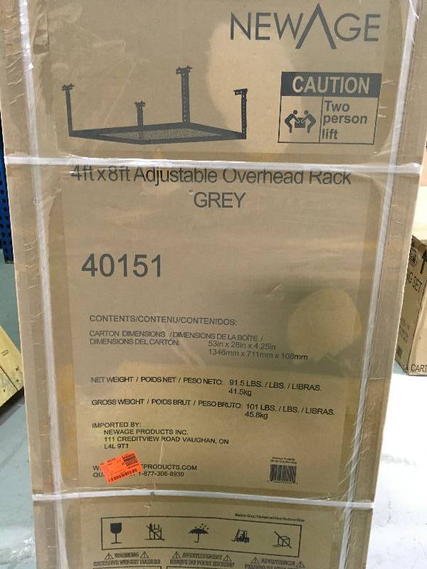 NEW AGE Performance 96 in. L x 48 in. W x 42 in. H Adjustable VersaRac Ceiling Storage Rack in Gray new