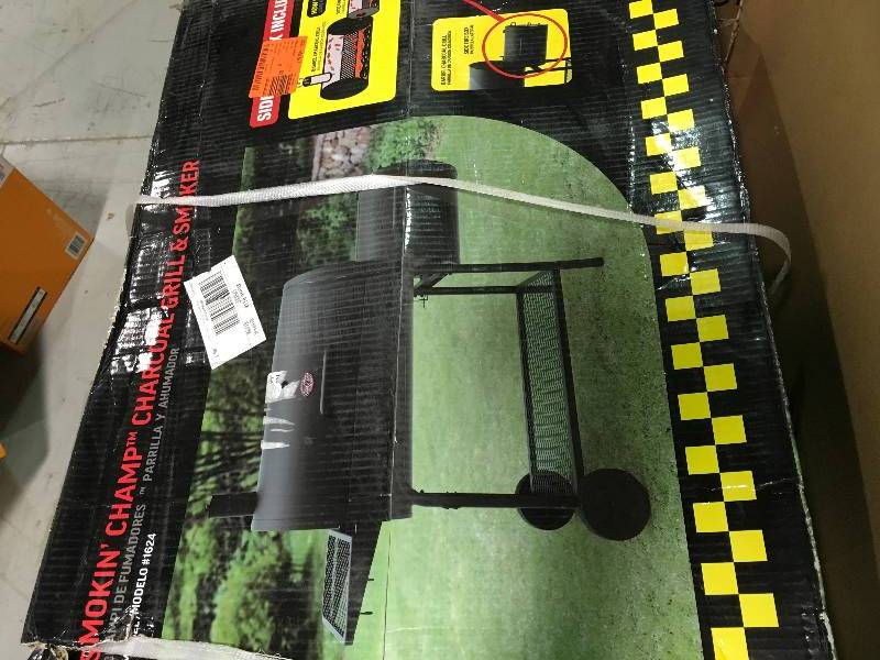 Char-Griller Smokin Champ Charcoal Grill Horizontal Smoker in Black not used