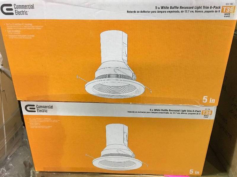 Commecial Electric 5 in. White Recessed Baffle Trim (6-Pack) Lot of 2 new