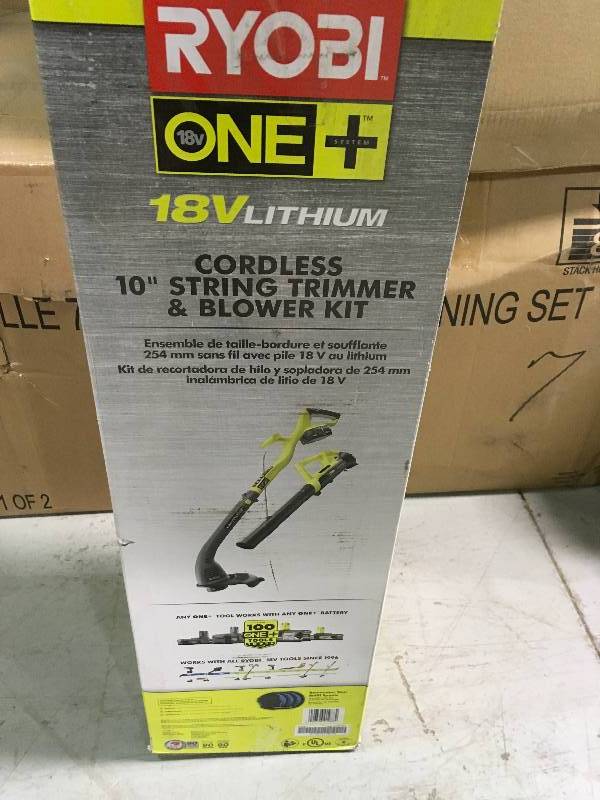 Ryobi ONE 18-Volt Lithium-Ion String TrimmerEdger and Blower Combo Kit 2.0 Ah Battery and Charger Included like new  in good working condition
