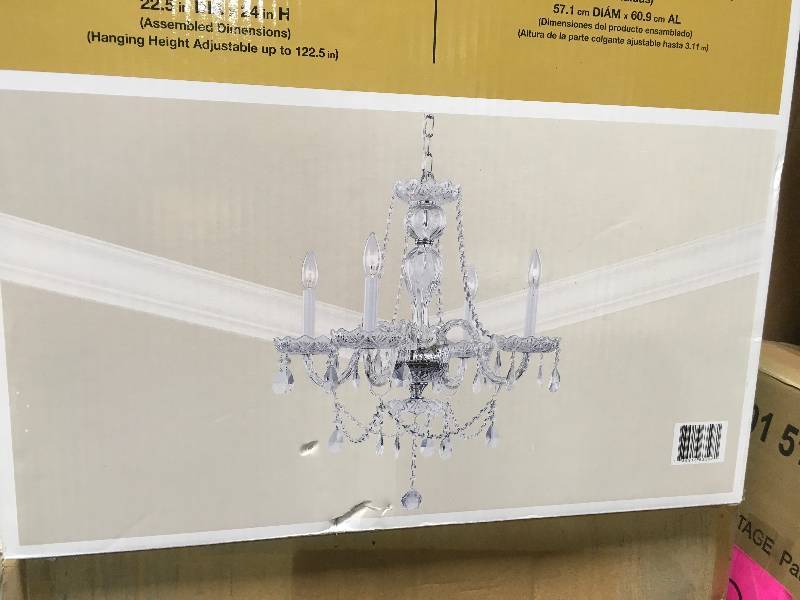 Hampton Bay Lake Point 4-Light Chrome and Clear Crystal Chandelier new