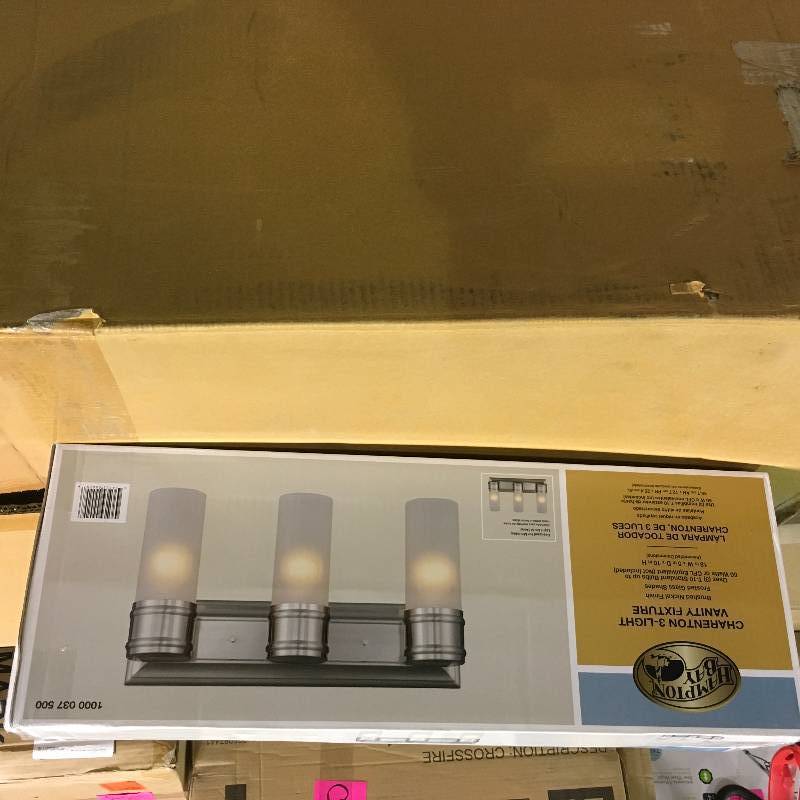 Hampton Bay Charenton 3-Light Vanity Fixture Brushed Nickel new