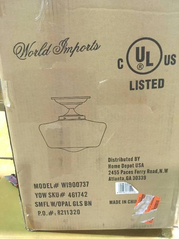 WORLD IMPORTS 1-Light Semi Flush Light Fixture, Model W1900737