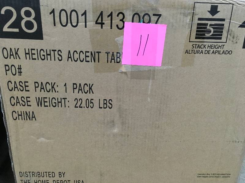 lot 11 image: Hampton Bay Oak Heights Accent Metal Outdoor Patio Table open box