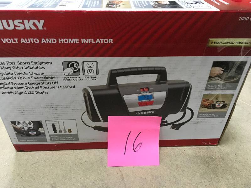 lot 16 image: HUSKY 12-Volt120-Volt Home and Auto Inflator