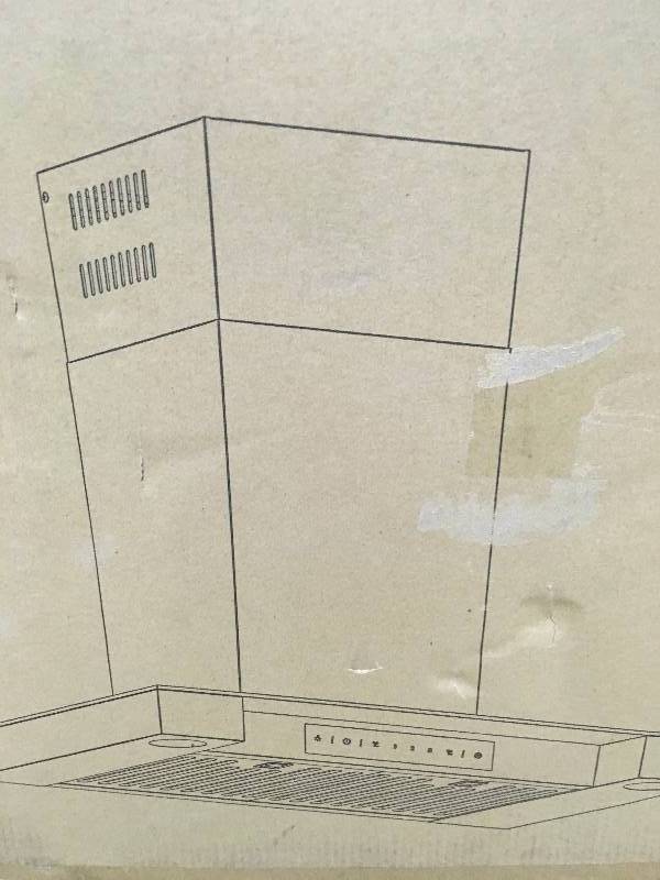 lot 18 image: AKDY RH0243 30 in. Convertible Kitchen Wall Mount Range Hood in Stainless Steel with Tempered Glass, LEDs and Touch Control not used