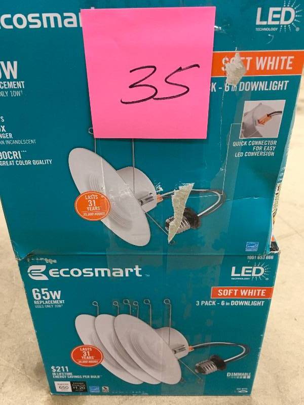 lot 35 image: 5 in. and 6 in. White Integrated LED Recessed Trim (3-Pack)  Lot of 2 not used