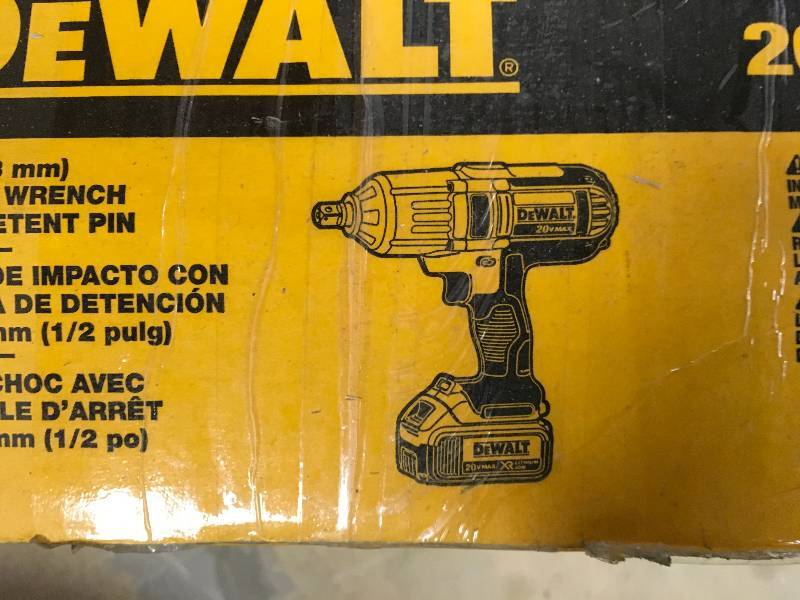 lot 70 image: DEWALT 20-Volt MAX Lithium-Ion Cordless 12 in. Impact Wrench Kit with (1) Batteries 4Ah, Charger and Contractor Bag not used
