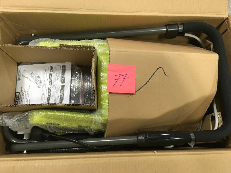 lot 77 image: RYOBI 13 in. 11 Amp Corded Electric Walk Behind Push Mower not used