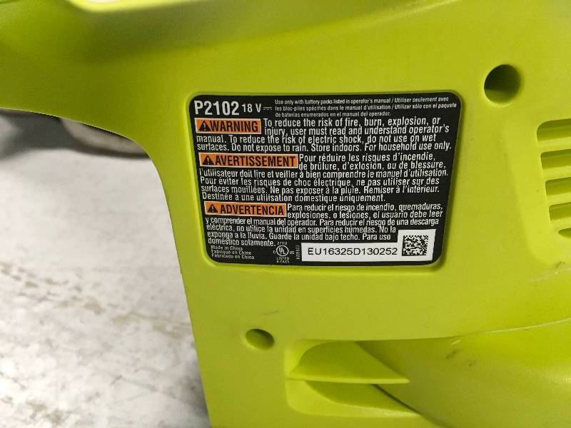 lot 89 image: RYOBI  ONE 120 MPH 120 CFM 18-Volt Lithium-Ion Cordless Leaf BlowerSweeper- in working conditions