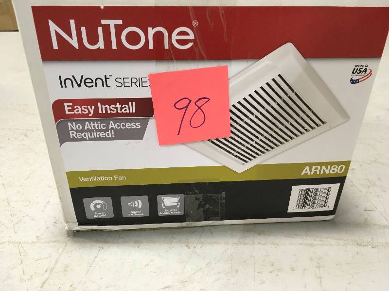 lot 98 image: NUTONE InVent Series 80 CFM Ceiling Bathroom Exhaust Fan Missing Parts