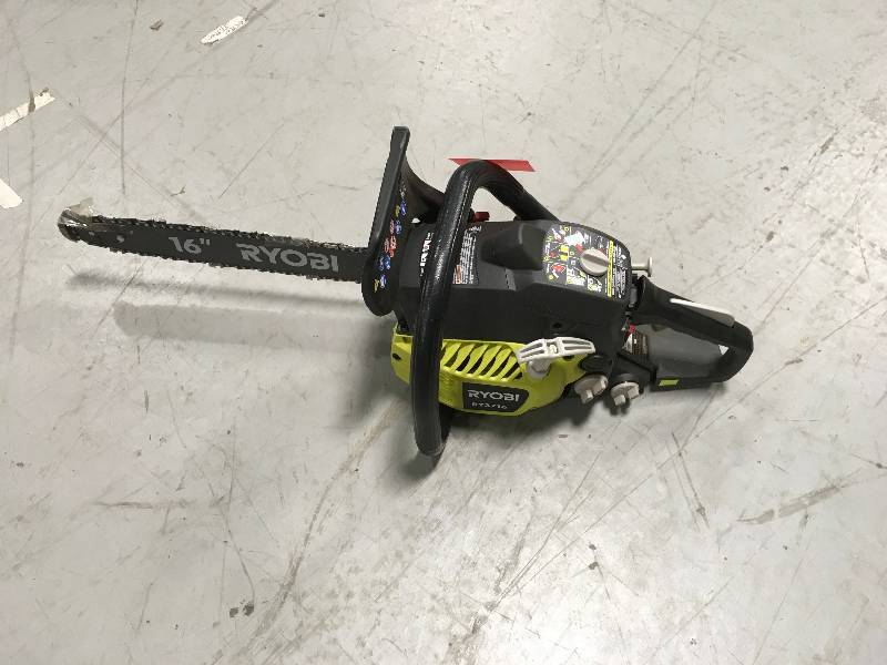 lot 108 image: RYOBI 16 in. 37cc 2-Cycle Gas Chainsaw with Heavy-Duty Case in working conditions
