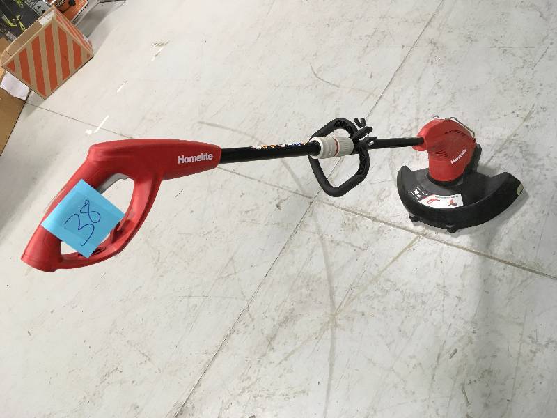 lot 38 image: Homelite 13 in. 4 Amp Straight Electric String Trimmer in working conditions