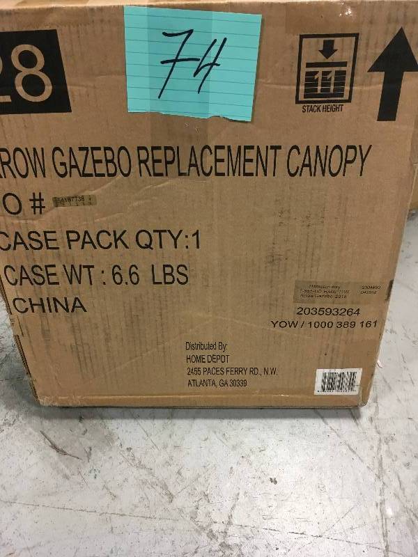 lot 74 image: Hampton Bay Replacement Canopy for 10 ft. x 10 ft. Arrow Gazebo not used