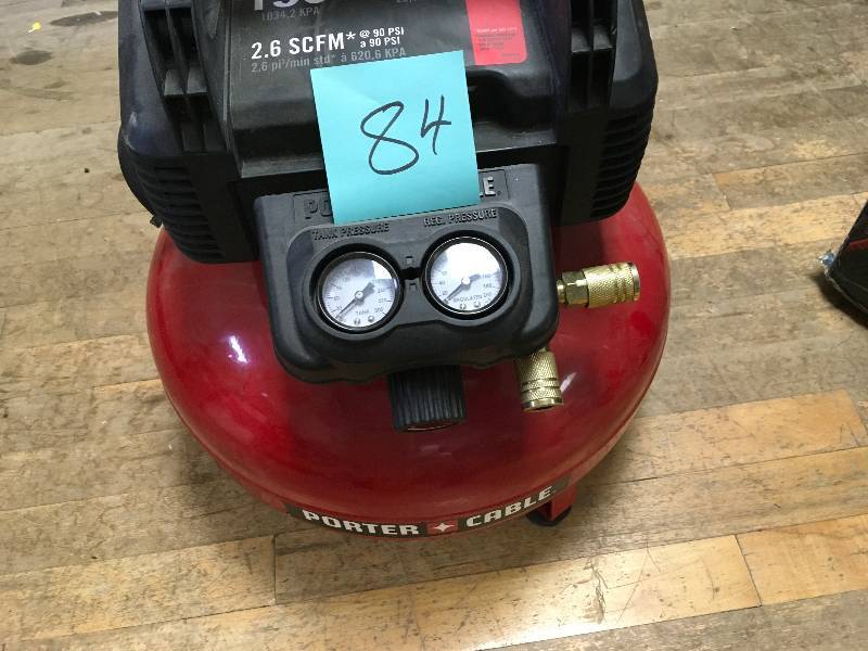 lot 84 image: Porter Cable 6 Gal. 150 PSI Portable Electric Air Compressor  in working conditions