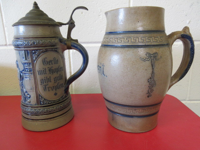 lot 404 image: VINTAGE LARGE GERMAN STEIN AND PITCHER
