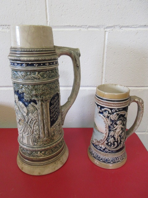 lot 406 image: VINTAGE 2 LARGE GERMAN STEINS