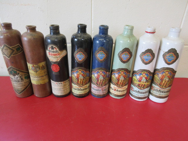 lot 413 image: 8 VINTAGE GERMAN WINE BOTTLES