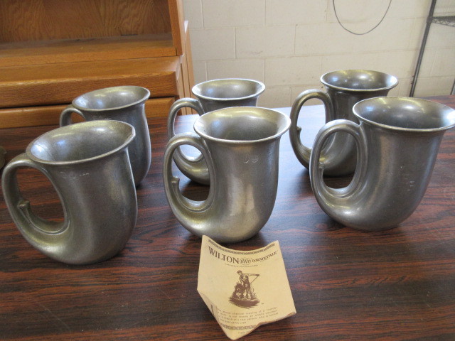 lot 423 image: 6 WILTON PEWTER HORN CUPS