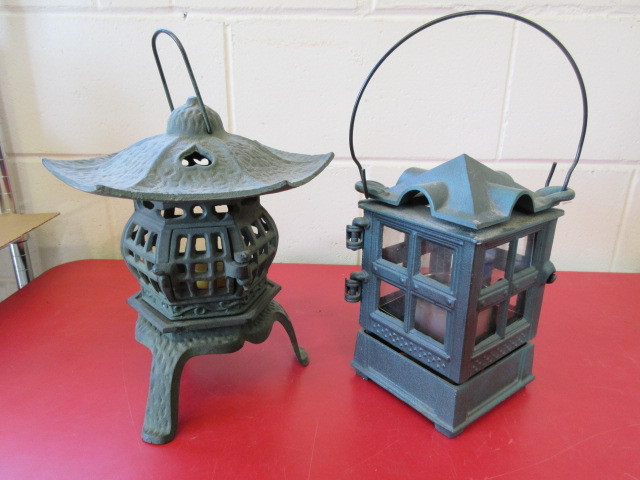 lot 455 image: 2 CAST IRON ASIAN THEMED LANTERNS