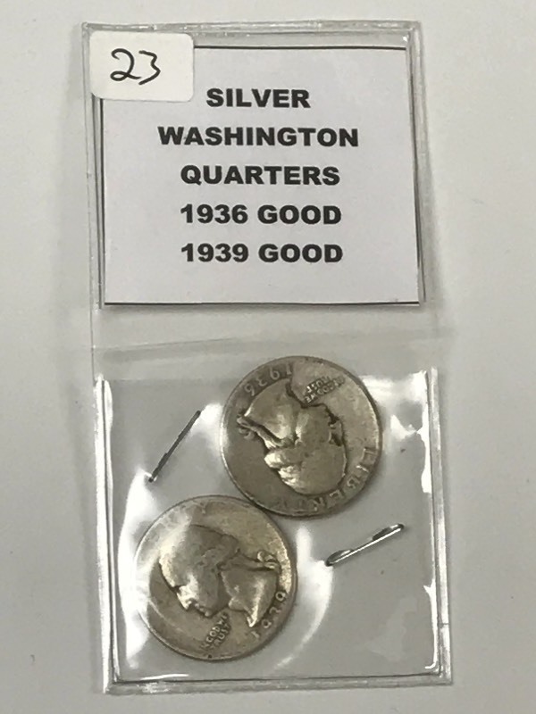 (2) Washington Silver Quarters 193...