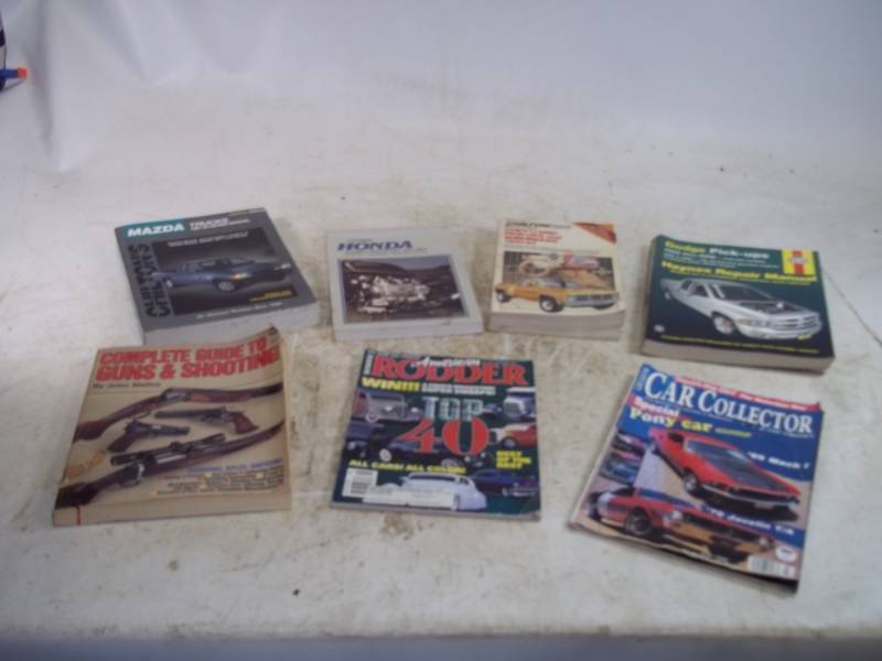 lot 114 image: Vintage Auto Repair Manuals, Guide to Guns & Shooting, 2 Magazines