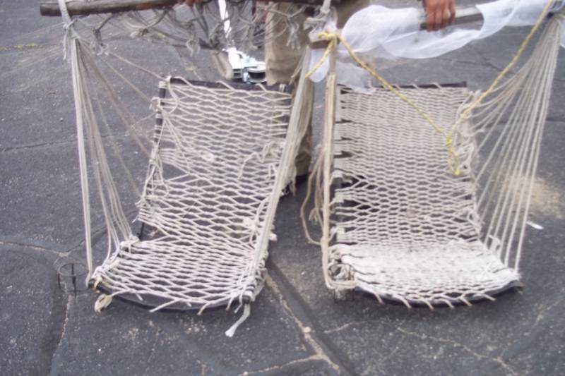lot 130 image: 2 Hanging Rope Chairs with Cup Holders