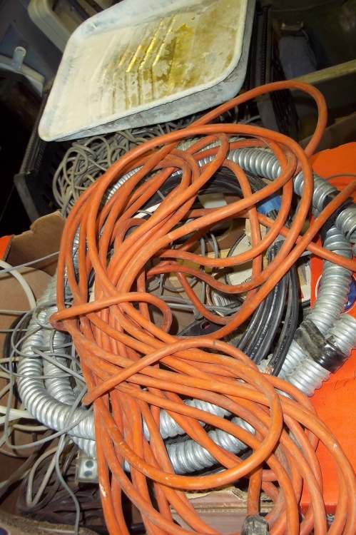 lot 163 image: Roll of Coax Cable, Roll of Sound & Security Cable, Extension Cord, Misc. Electrical