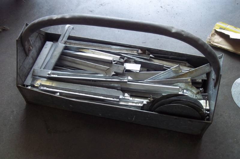 lot 220 image: Tin Tool Box with Duct Hangers