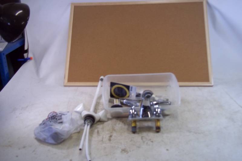 lot 255 image: 2 Faucets, Misc. Plumbing Supplies, Bulletin Board