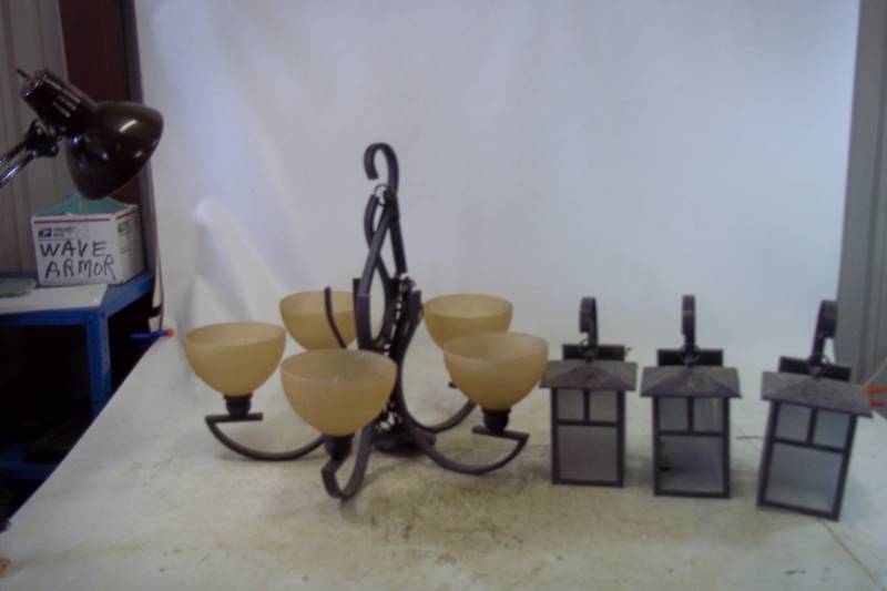 lot 262 image: 1 Ceiling Light Fixture, 3 Outdoor Light Fixtures