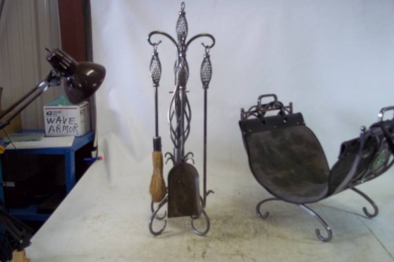 lot 268 image: Fireplace Tool Set & Firewood Holder