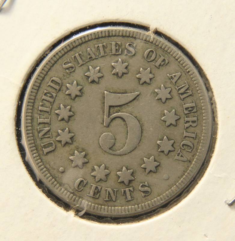 1867 NO RAYS US SHIELD NICKEL