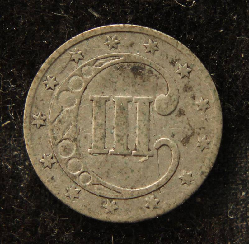 1852 US THREE CENT PIECE SILVER TRIME