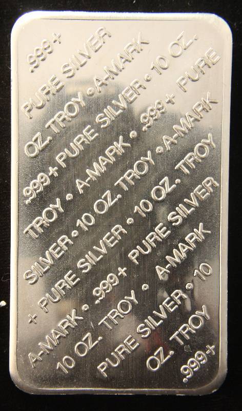 10 TROY Oz. .999 FINE SILVER BAR A-MARK