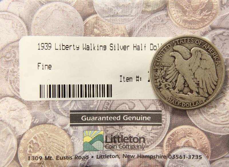 1939 WALKING LIBERTY SILVER HALF DOLLAR FINE