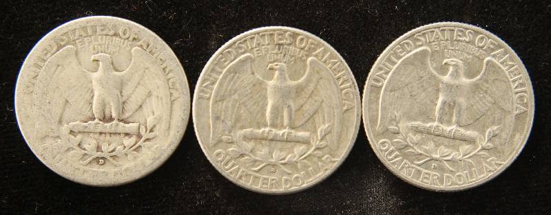 GROUP OF 3 SILVER WASHINGTON QUARTERS