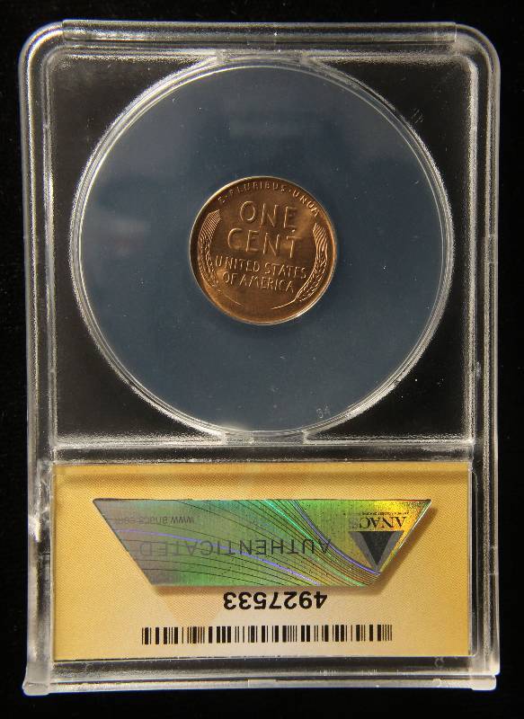 1937 US WHEAT CENT MS65 RED ANACS