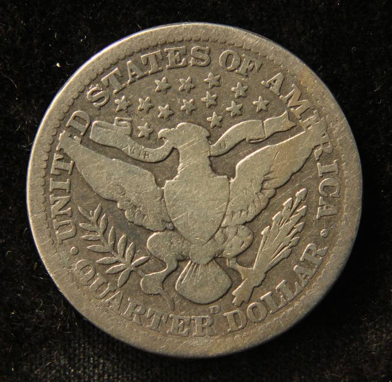 1909-D BARBER SILVER QUARTER