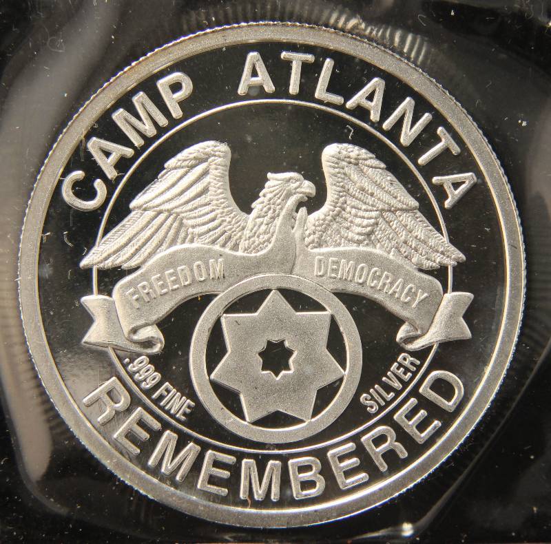 1 TROY OZ. .999 FINE SILVER CAMP ATLANTA GERMAN POW ANNIVERSARY ROUND