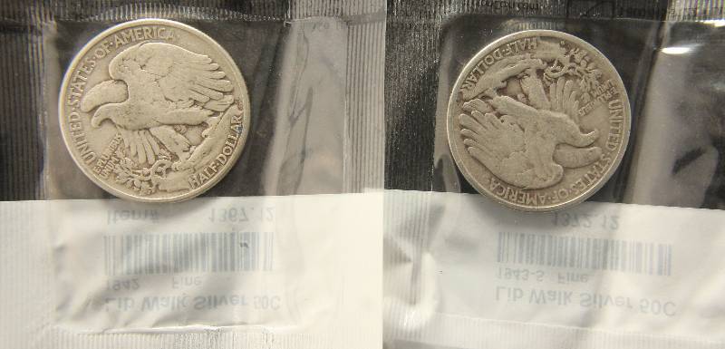2 SILVER HALF DOLLARS 1942 & 1943-S FINE SEALED