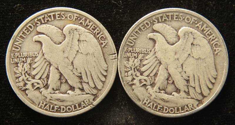 2 SILVER WALKING LIBERTY HALF DOLLARS 1936 & 1937