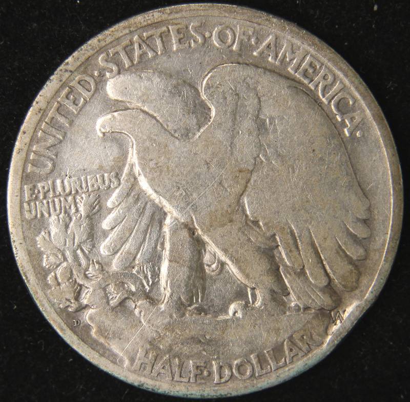 1921-D WALKING LIBERTY SILVER HALF DOLLAR KEY DATE COIN