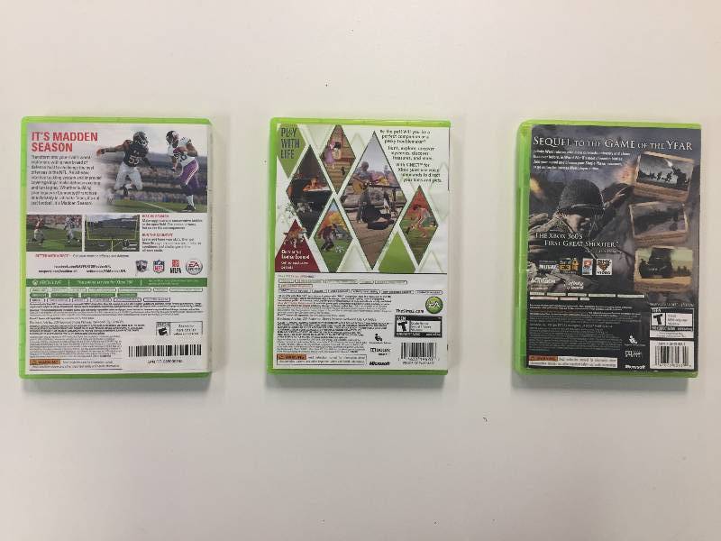 LOT OF 3 XBOX 360 GAMES ( CALL OF DUTY 2, MADDEN 15, AND THE SIMS 3 PETS)