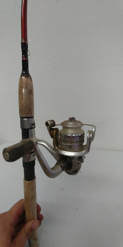 lot 18 image: Open Face Fishing Reel & Rod